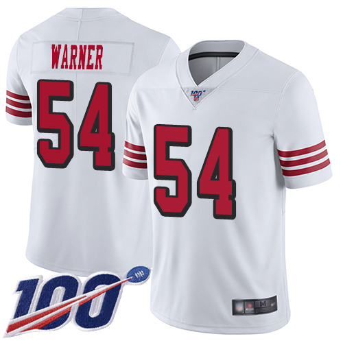 San Francisco 49ers Limited White Men 54 Fred Warner Jersey NFL 54 100th Season Rush Vapor